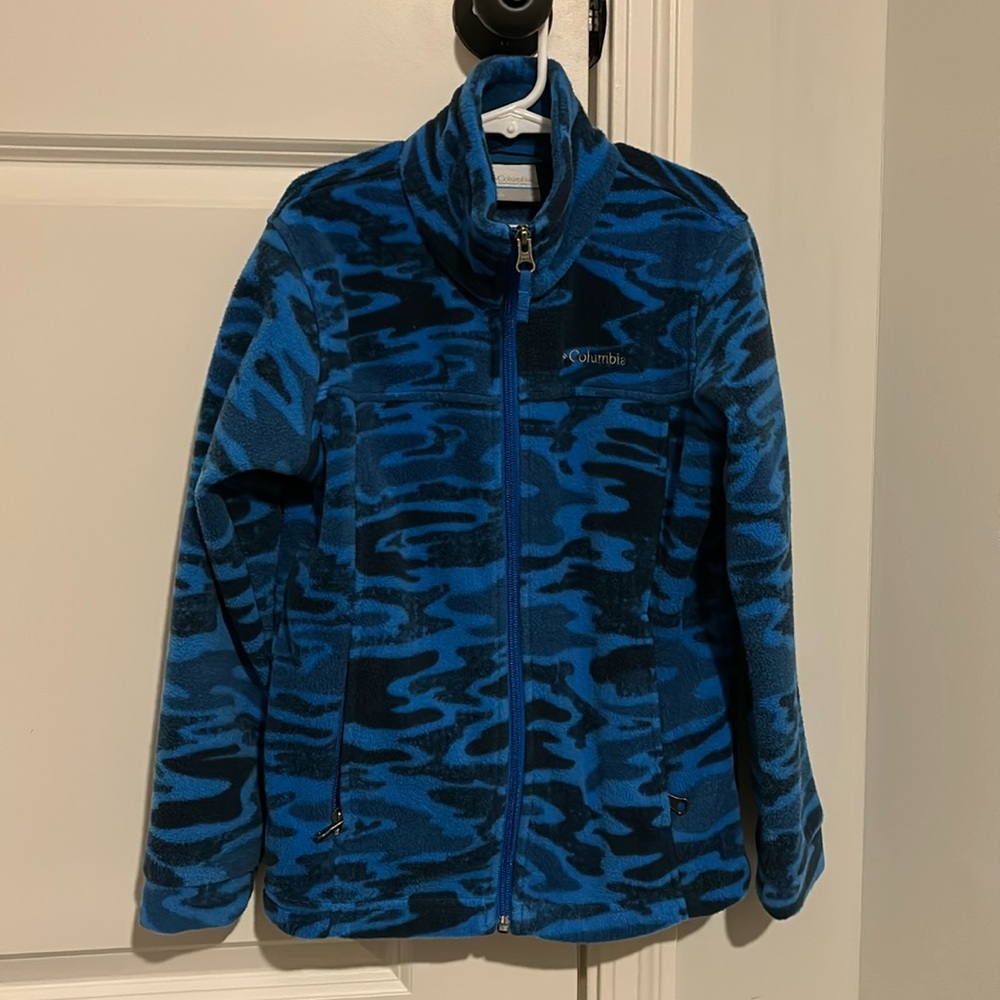 Columbia Youth Boys "Granite Mountain" Blue Camo Zip-up Fleece Size Small (8)